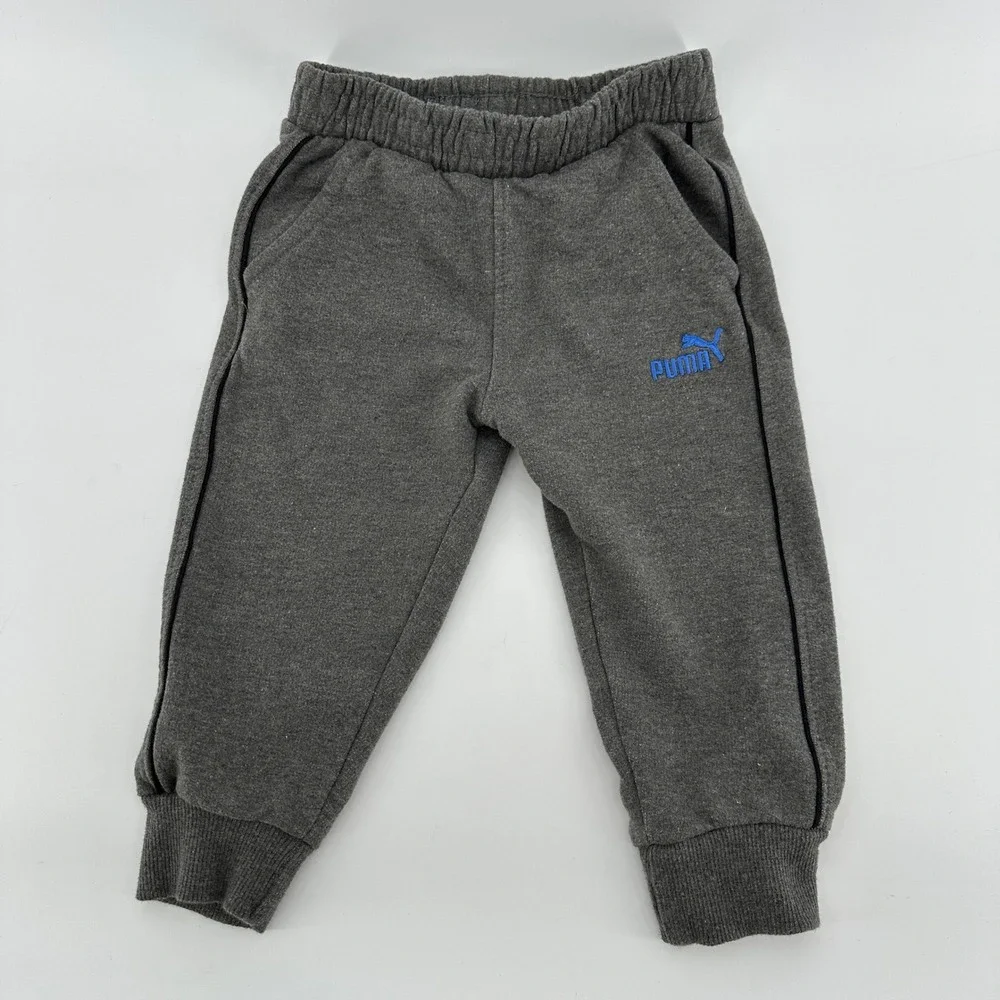 Puma Baby Boy 2-Piece Tracksuit Set Gray Black Blue Full Zip Hoodie Joggers 18M - Picture 4 of 10
